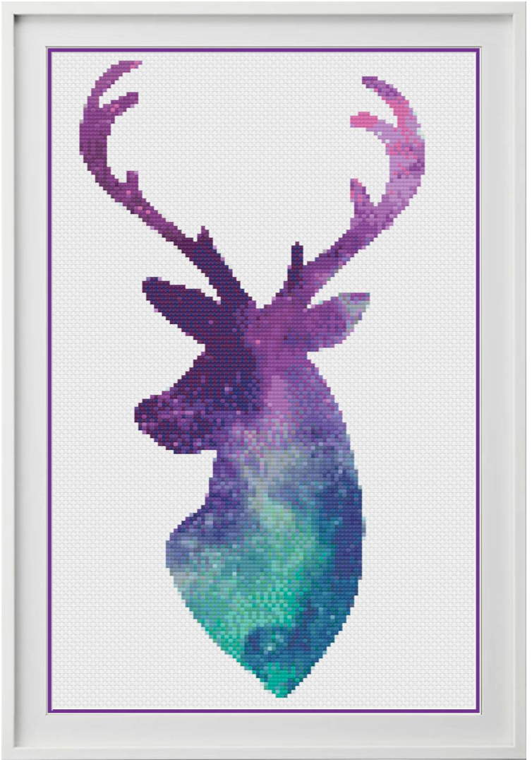 Galaxy Stag Counted Cross Stitch Chart