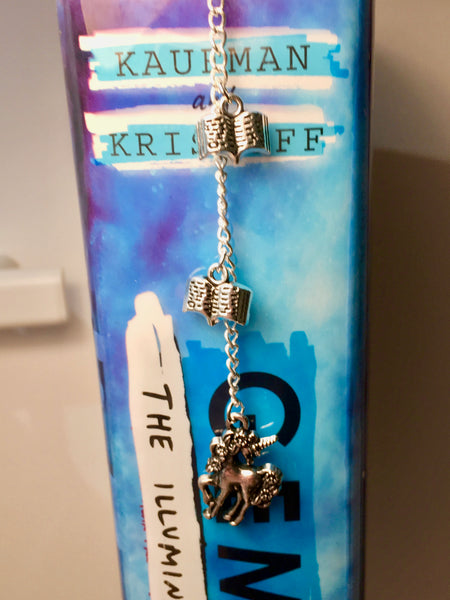 Antique Silver Feather and Unicorn Bookmark