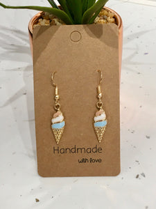 Champagne Gold Coloured Ice Cream Dangly Earrings