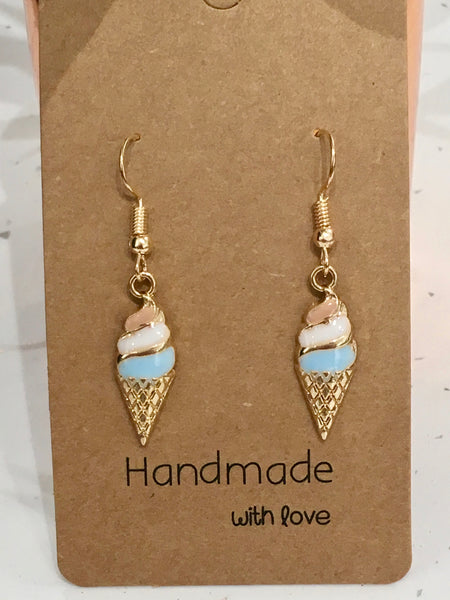 Champagne Gold Coloured Ice Cream Dangly Earrings