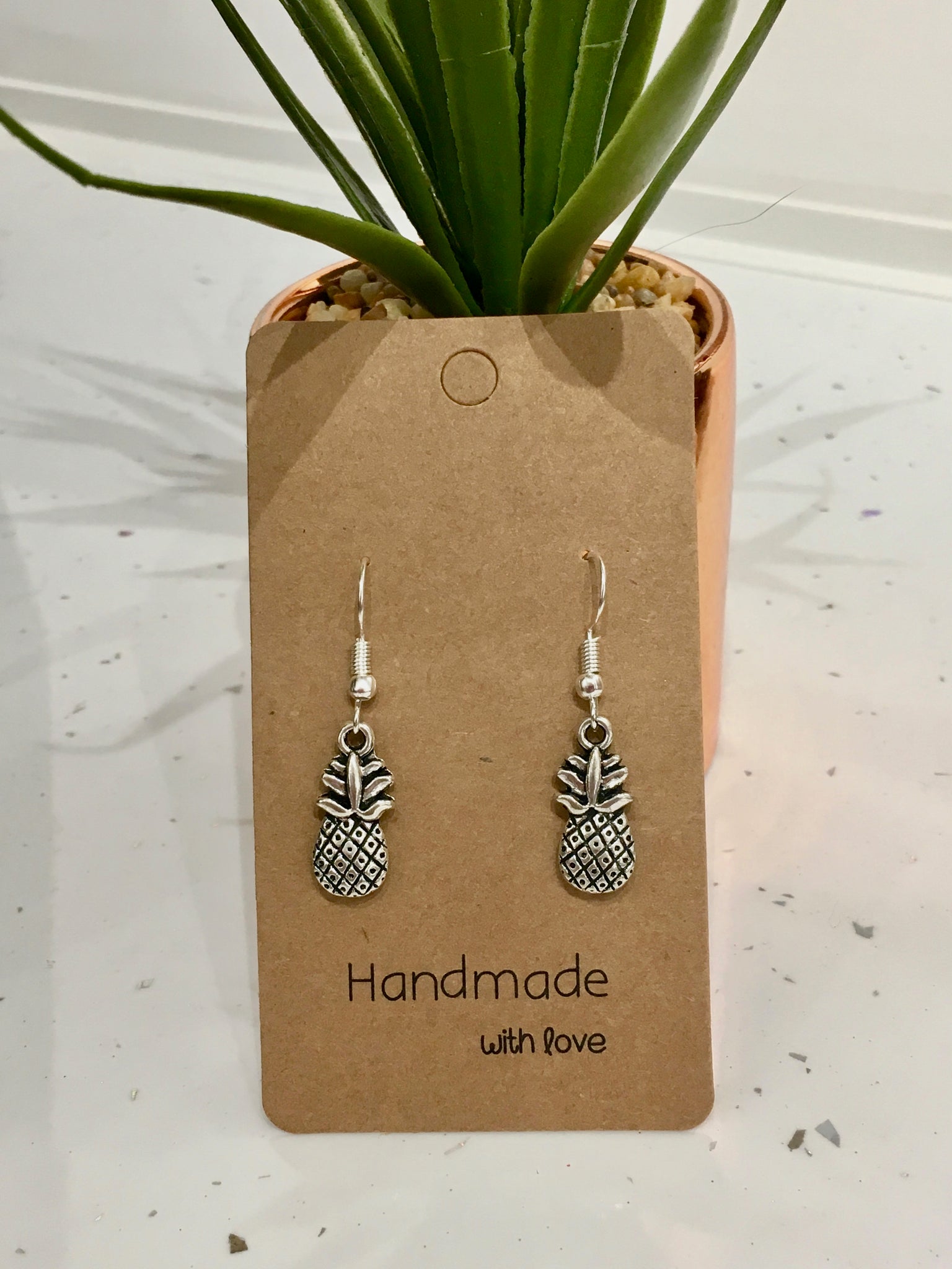 Pineapple Antique Silver Dangly Earrings