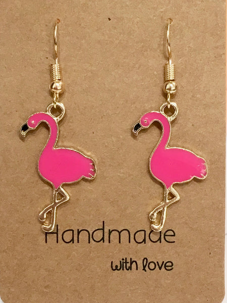 Pink Flamingo Dangly Earrings