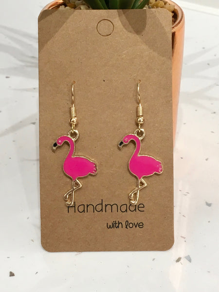 Pink Flamingo Dangly Earrings