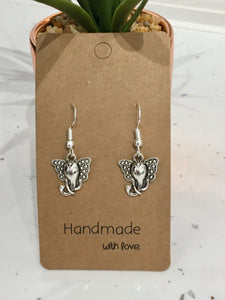 Elephant Antique Silver Dangly Earrings