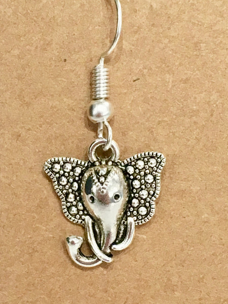 Elephant Antique Silver Dangly Earrings