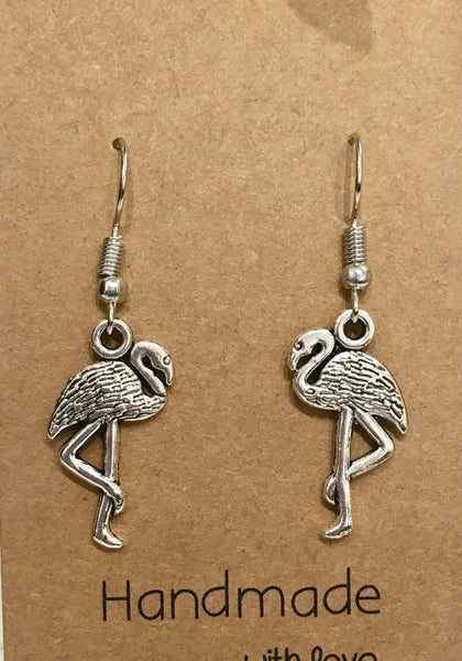 Flamingo Antique Silver Dangly Earrings