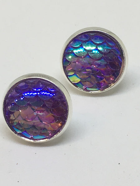 Purple Mermaid Scale Earrings
