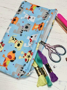 Raining Cats & Dogs Pocket Pouch/ Pencil Case/ Storage