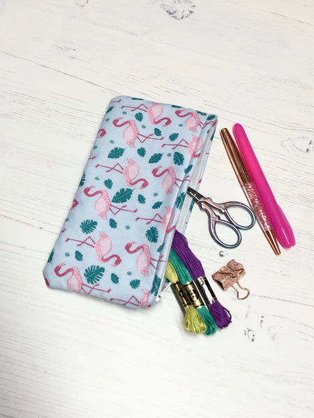Tropical Flamingo Pocket Pouch/ Pencil Case/ Storage