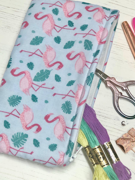 Tropical Flamingo Pocket Pouch/ Pencil Case/ Storage