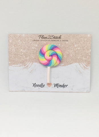 Rainbow Swirl lollipop Needleminder