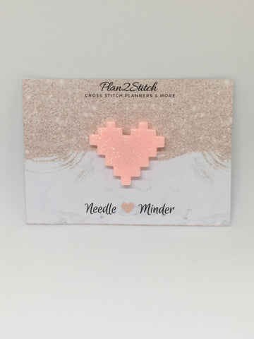 Pixel Pink Glitter Heart Needleminder