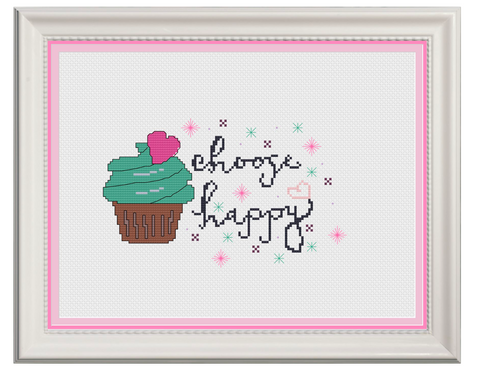 Choose Happy Counted Cross Stitch Chart
