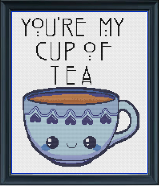 You're My Cup Of Tea Blue Counted Cross Stitch Chart