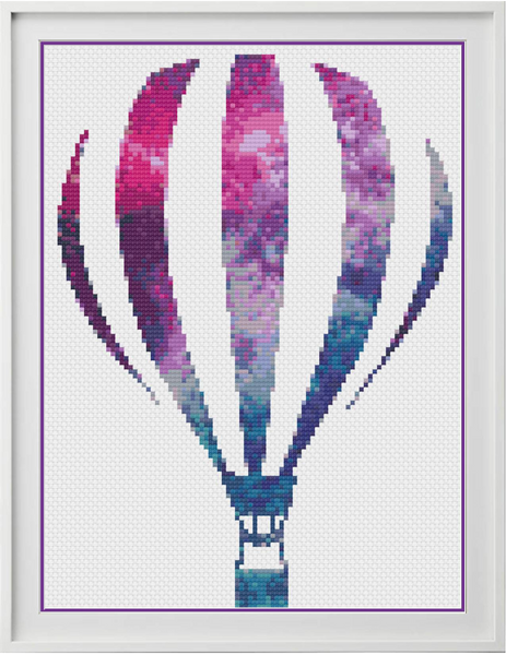 Galaxy Hot Air Balloon Counted Cross Stitch Chart
