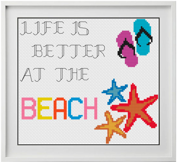 Life is Better at the Beach Counted Cross Stitch Chart