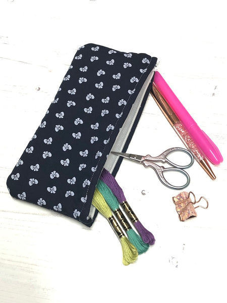 Navy & White Bow Pocket Pouch