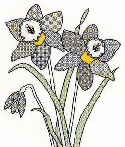Blackwork Daffodils Bothy Threads Kit