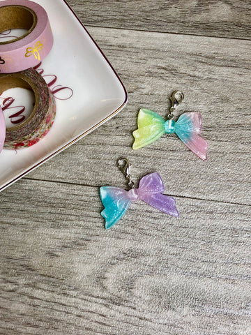 Pastel Resin Glitter Bow Planner Charms