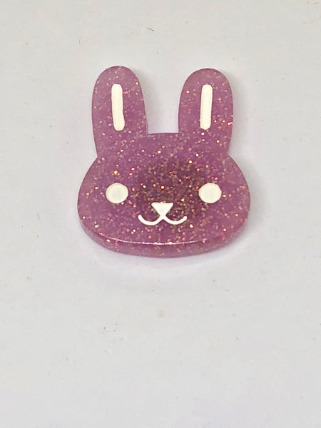 Large Glitter Rabbit Head Needleminders