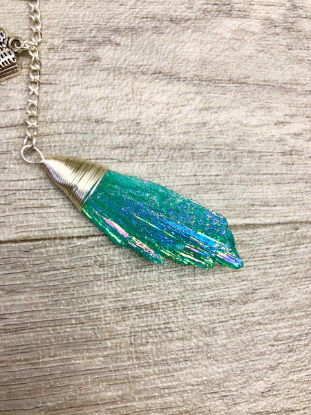 Turquoise Drop Silver Dangle Feather Bookmark
