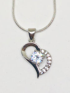 925 Sterling Silver Heart Diamond Necklace