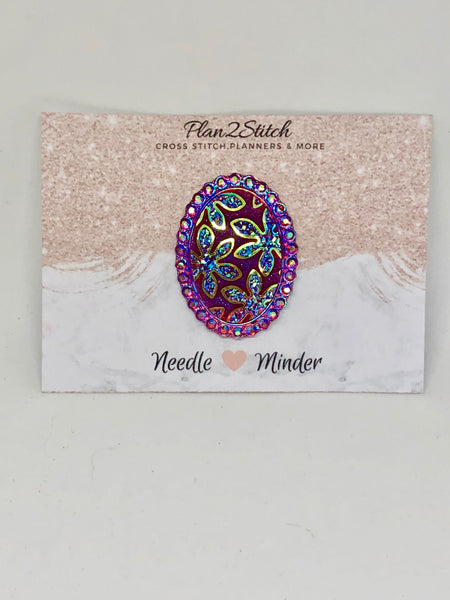 Oval Flower Sparklies Needleminders for Cross Stitch/Embroidery