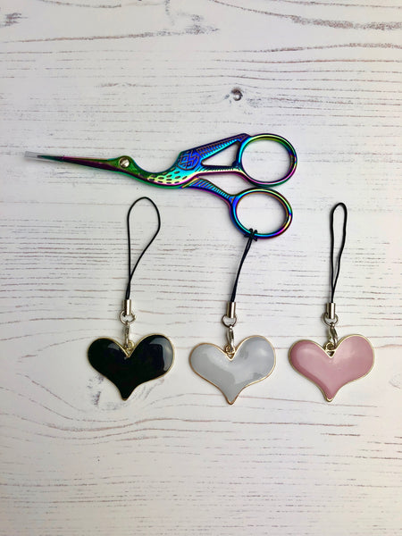 Curvy Heart Enamel Scissor Charms for cross Stitch and embroidery