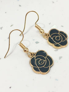 Black & Gold Flower Earrings