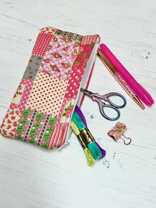 Pink Picnic Pocket Pouch/ Pencil Case/ Storage